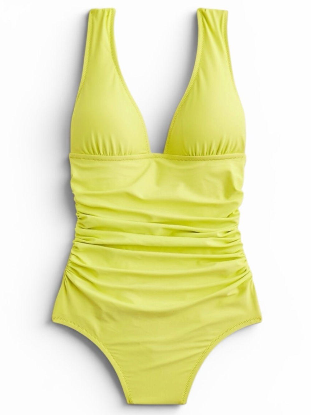 J. Crew Plus Size Ruched V Neck One-Piece Swimsuit in Yellow Sorbet - Size 22